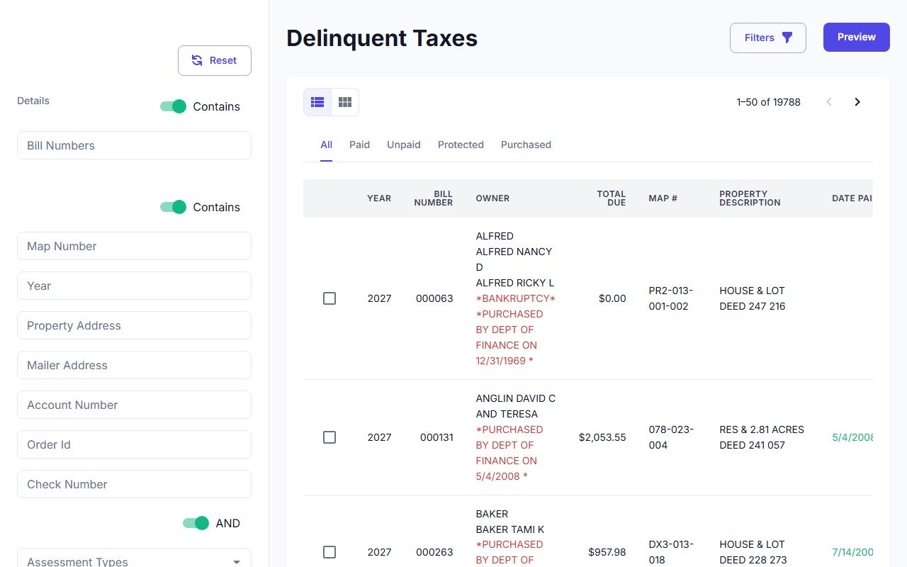 Webster County Clerk delinquent tax records search