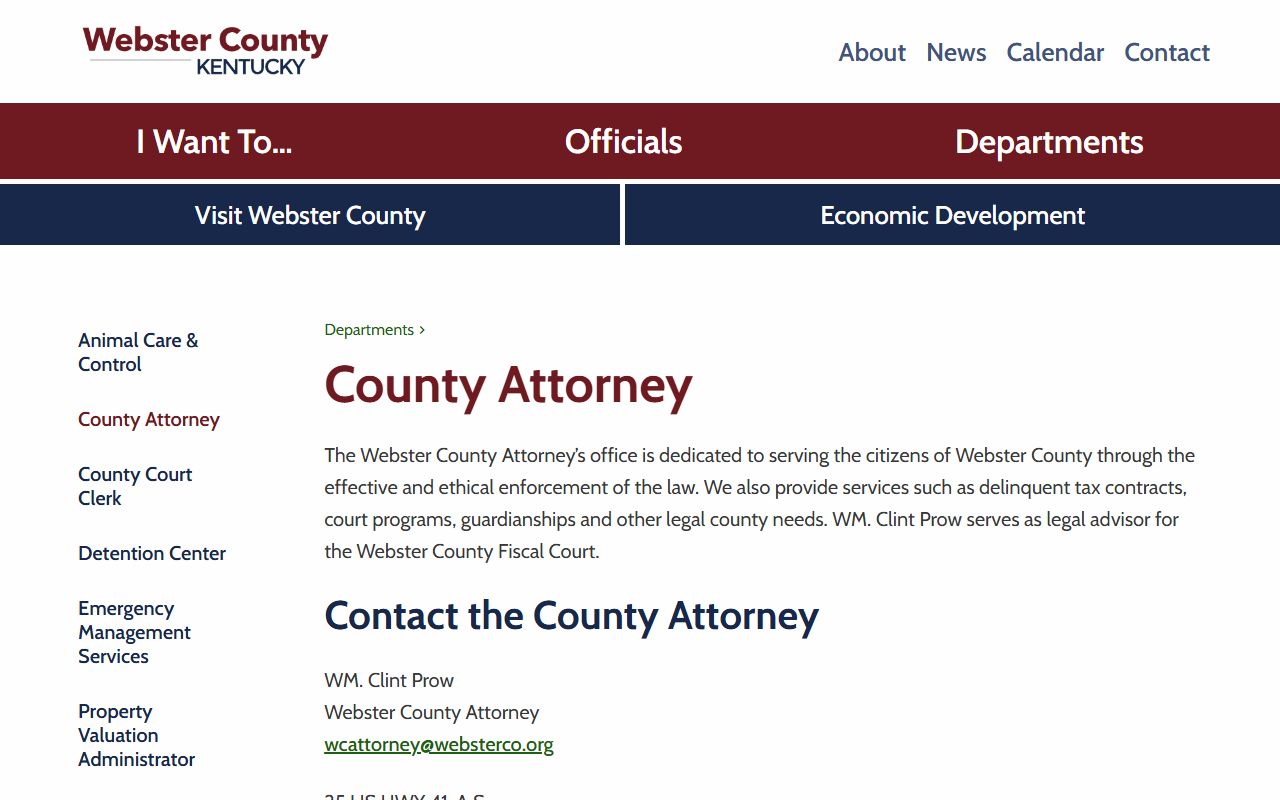 Webster County arrest records County Attorney court charges page