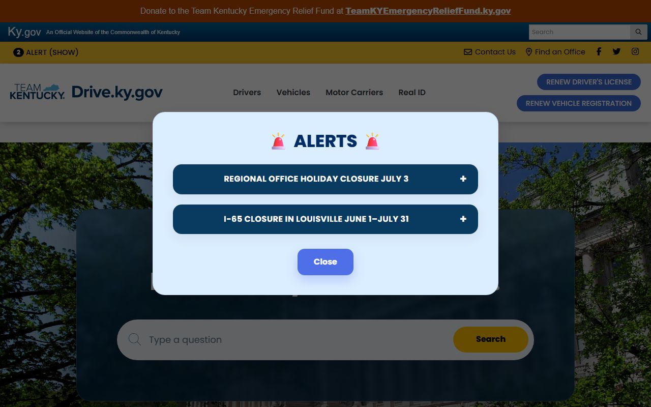 Webster County traffic court records and Kentucky driver licensing portal