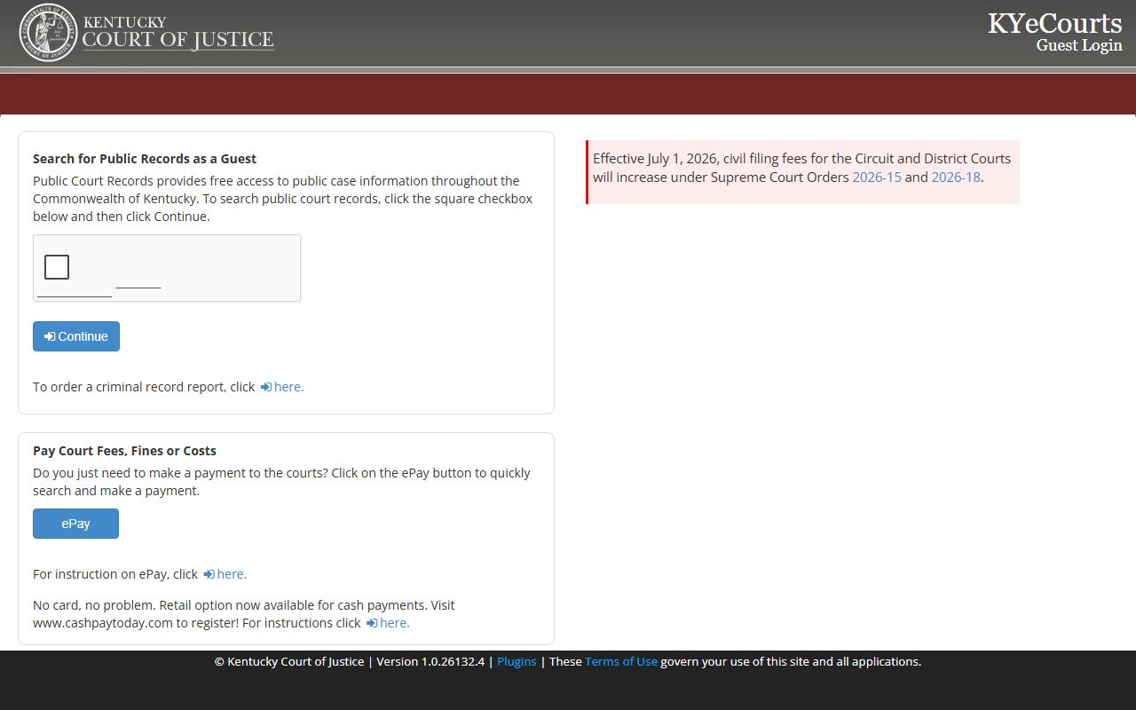 Webster County Court records KYeCourts public guest login