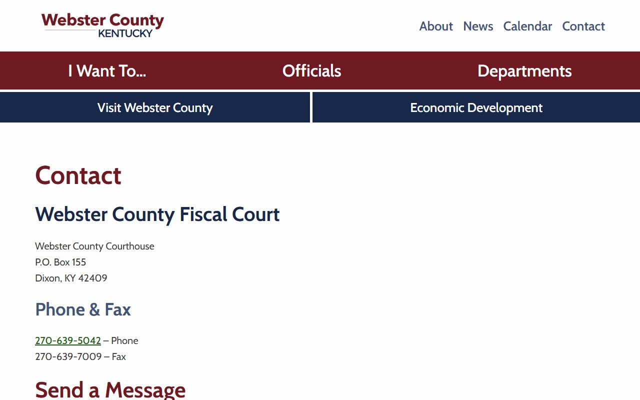 Webster County Court records courthouse contact page